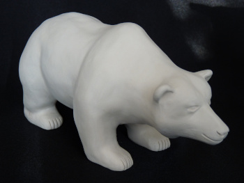 Bär Börsensymbol für fallende Wertpapier-Kurse, Skulptur aus weißer Keramik, unglasiert, Dekoration, Figuren